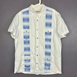 California Cowboy Tropic High Water Shirt Button Down Linen Blend White Size 2XL
